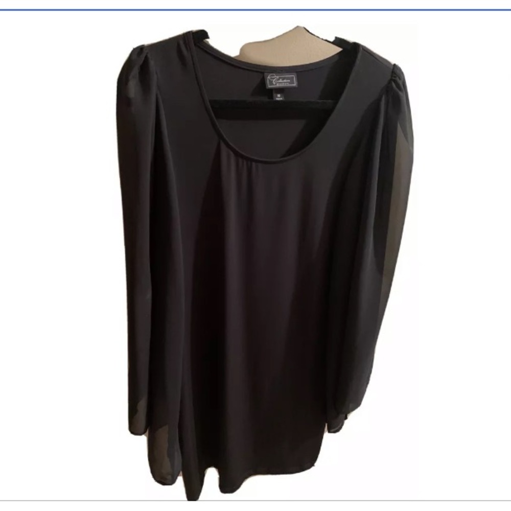 Dressbarn Black Dress, Chiffon Sleeves, Size 10